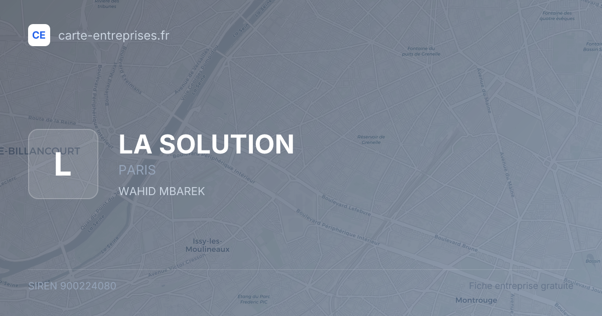 LA SOLUTION — 900224080 — fiche entreprise
