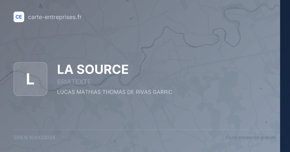 LA SOURCE — 104433024 — fiche entreprise