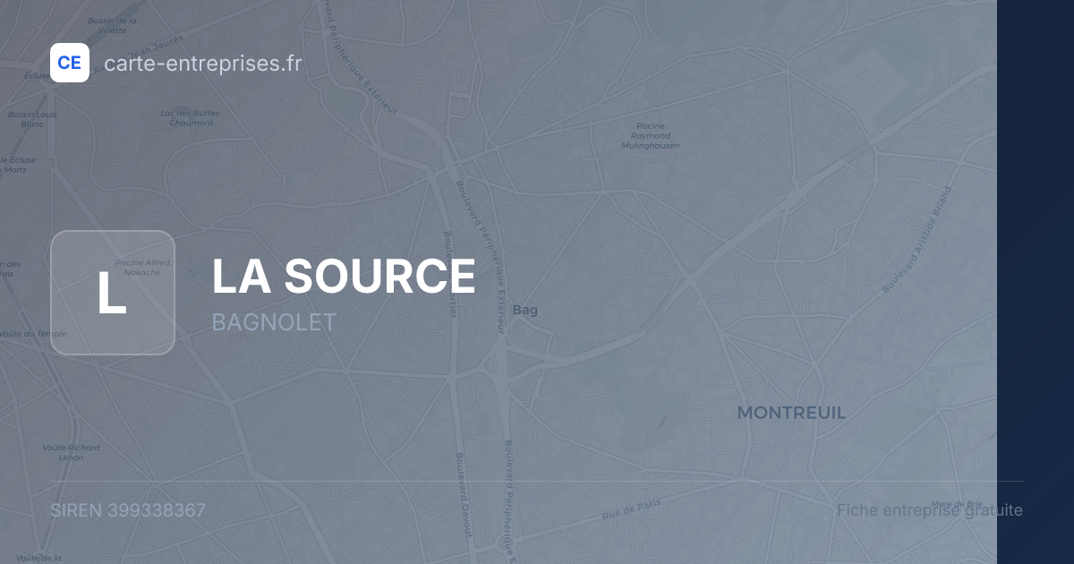 LA SOURCE — 399338367 — fiche entreprise