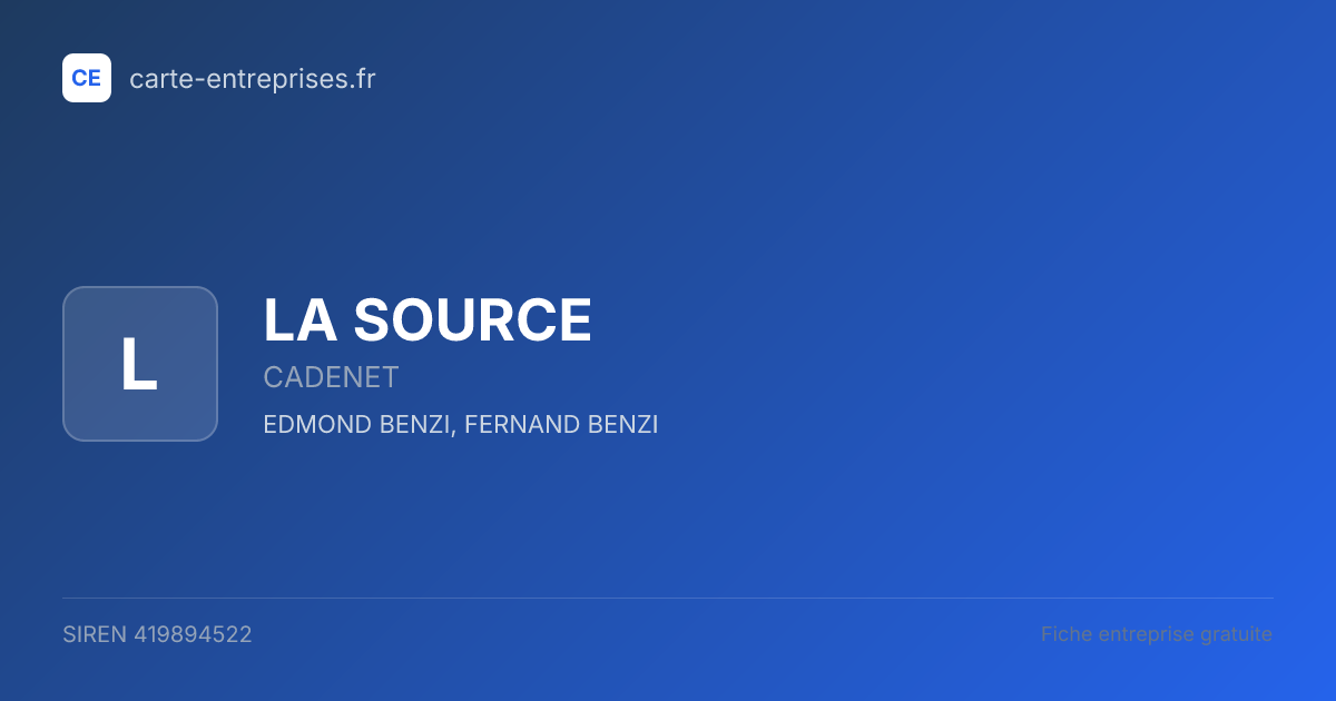 LA SOURCE — 419894522 — fiche entreprise