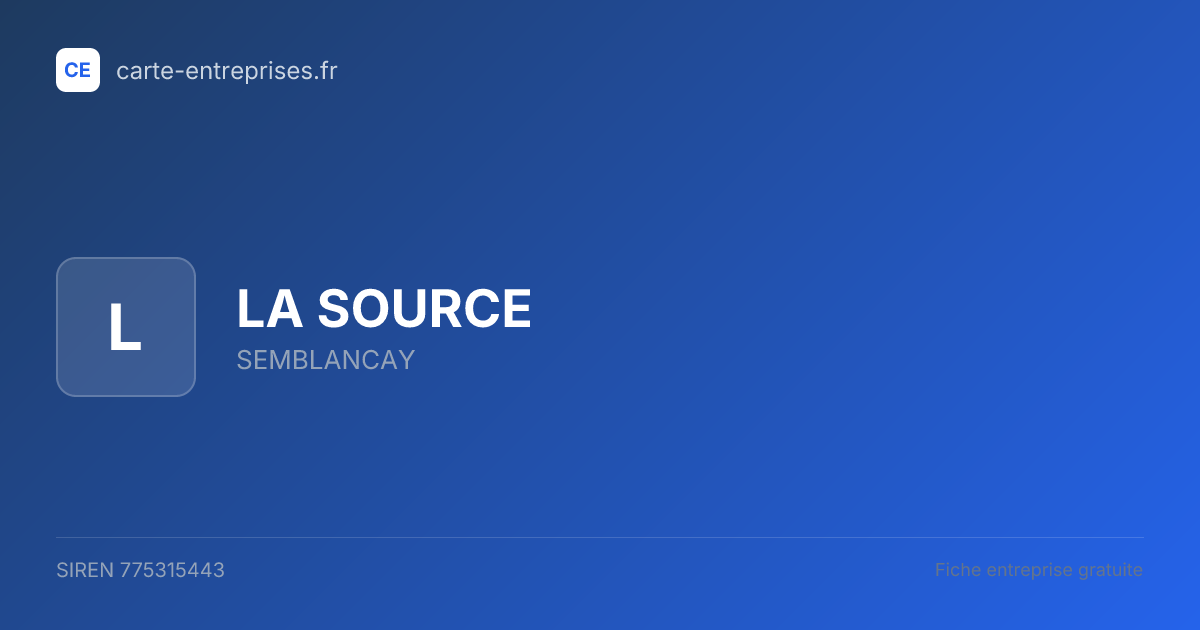 LA SOURCE — 775315443 — fiche entreprise