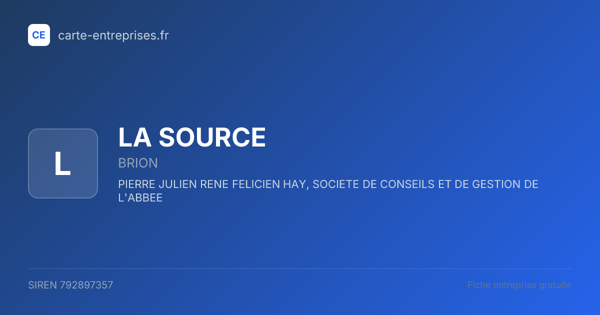 LA SOURCE — 792897357 — fiche entreprise