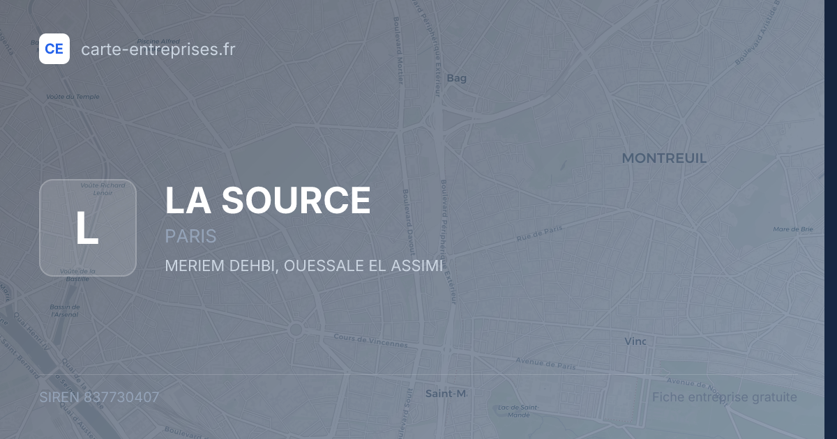 LA SOURCE — 837730407 — fiche entreprise