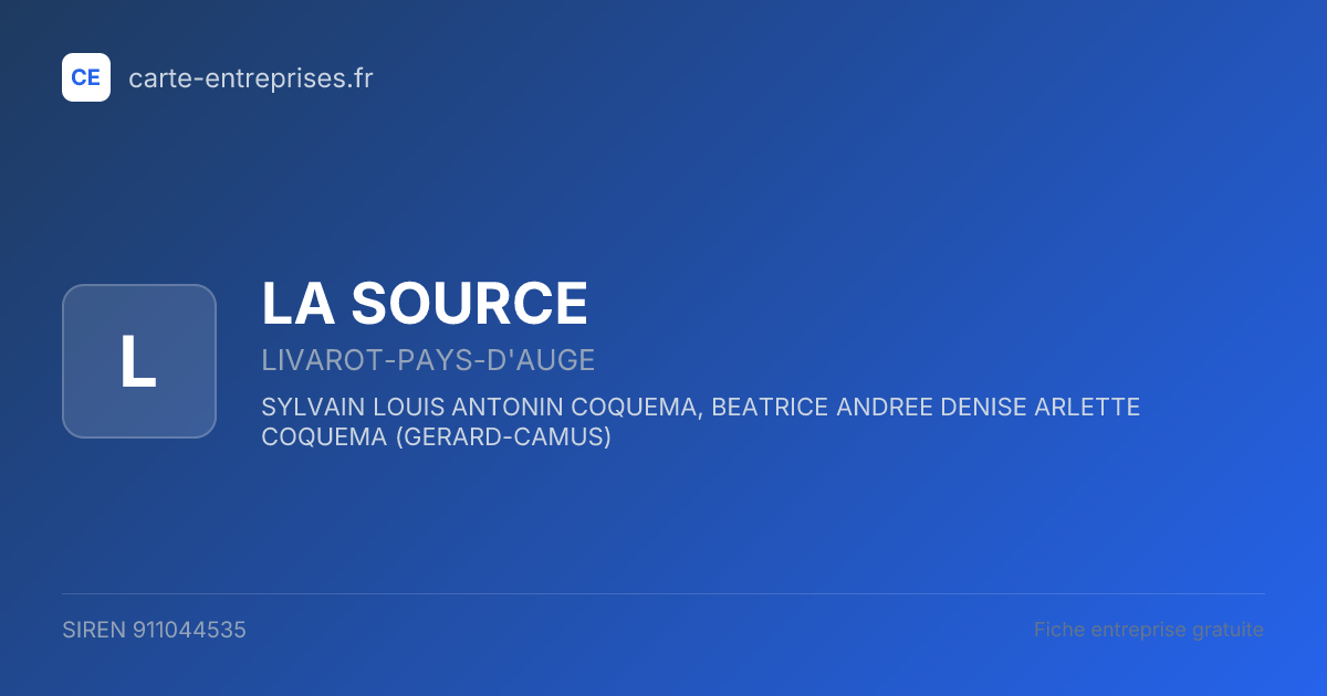LA SOURCE — 911044535 — fiche entreprise