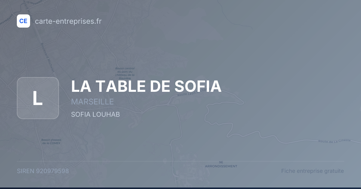 LA TABLE DE SOFIA — 920979598 — fiche entreprise