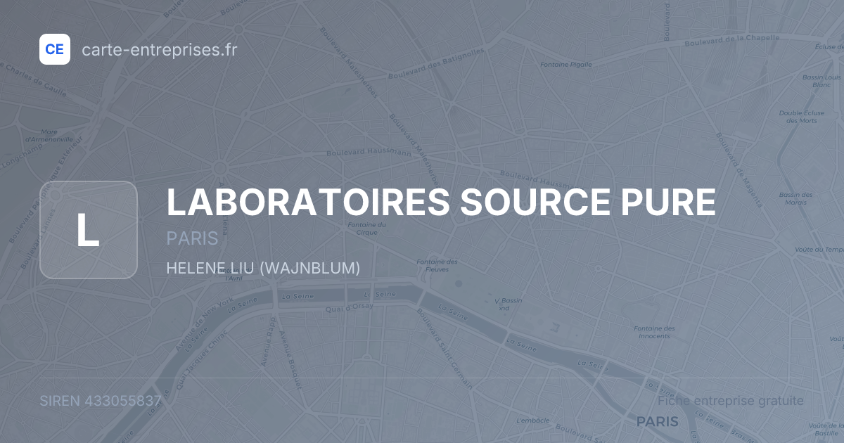 LABORATOIRES SOURCE PURE — 433055837 — fiche entreprise