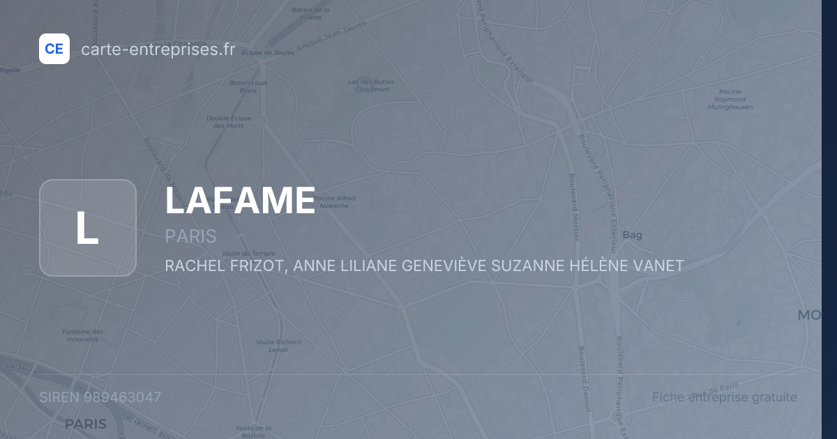 LAFAME — 989463047 — fiche entreprise