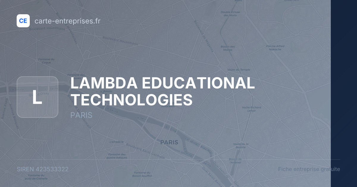 LAMBDA EDUCATIONAL TECHNOLOGIES — 423533322 — fiche entreprise