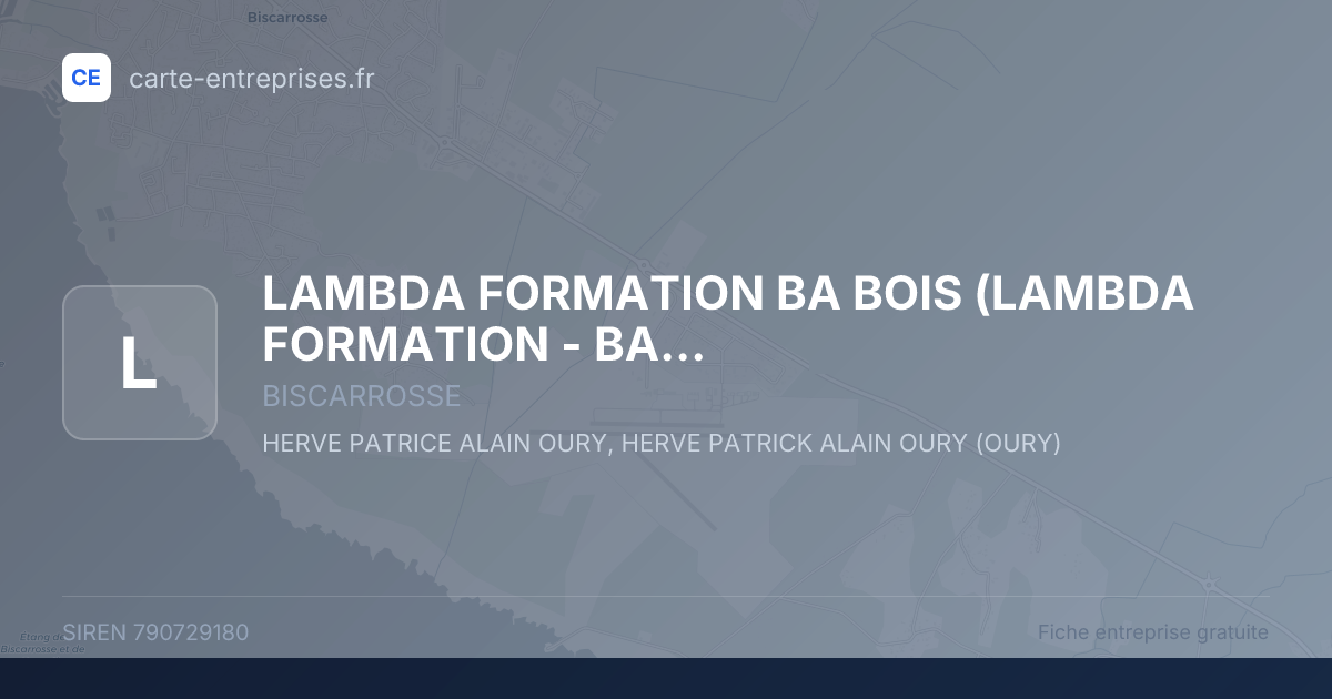 LAMBDA FORMATION BA BOIS (LAMBDA FORMATION - BA BOIS) — 790729180 — fiche entreprise
