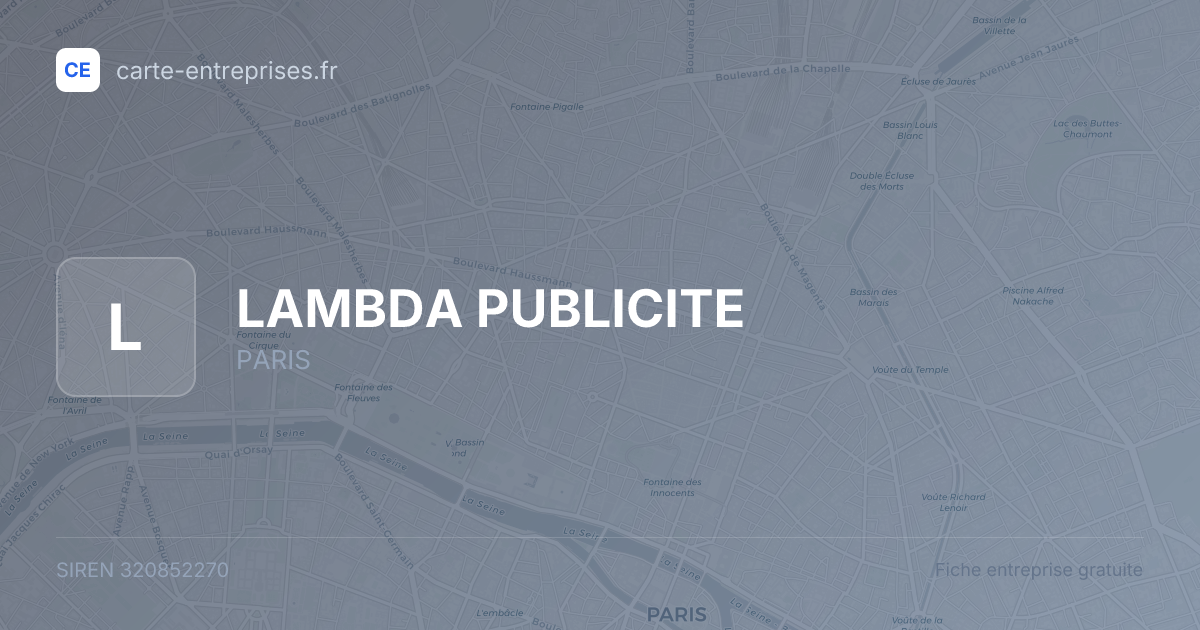 LAMBDA PUBLICITE — 320852270 — fiche entreprise