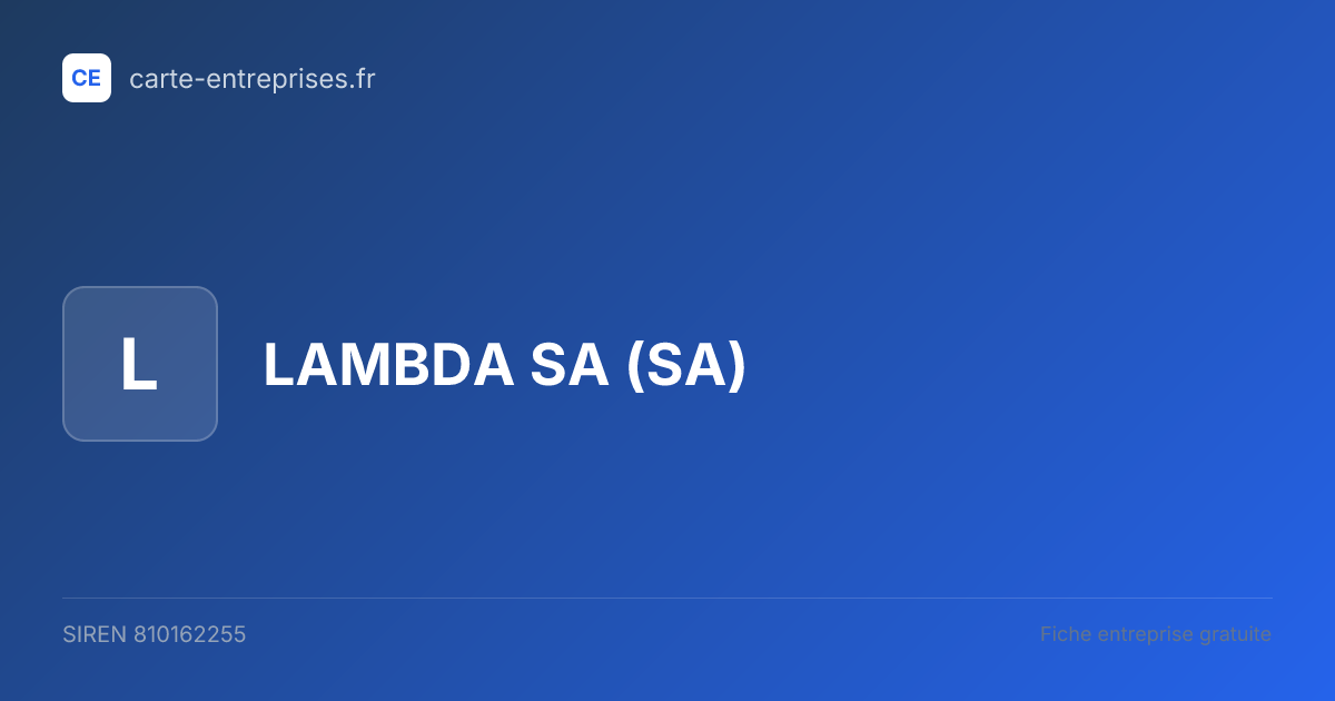 LAMBDA SA (SA) — 810162255 — fiche entreprise