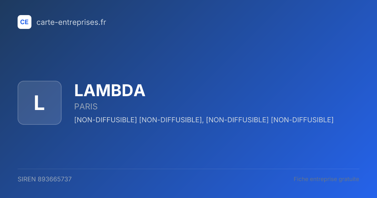 LAMBDA — 893665737 — fiche entreprise