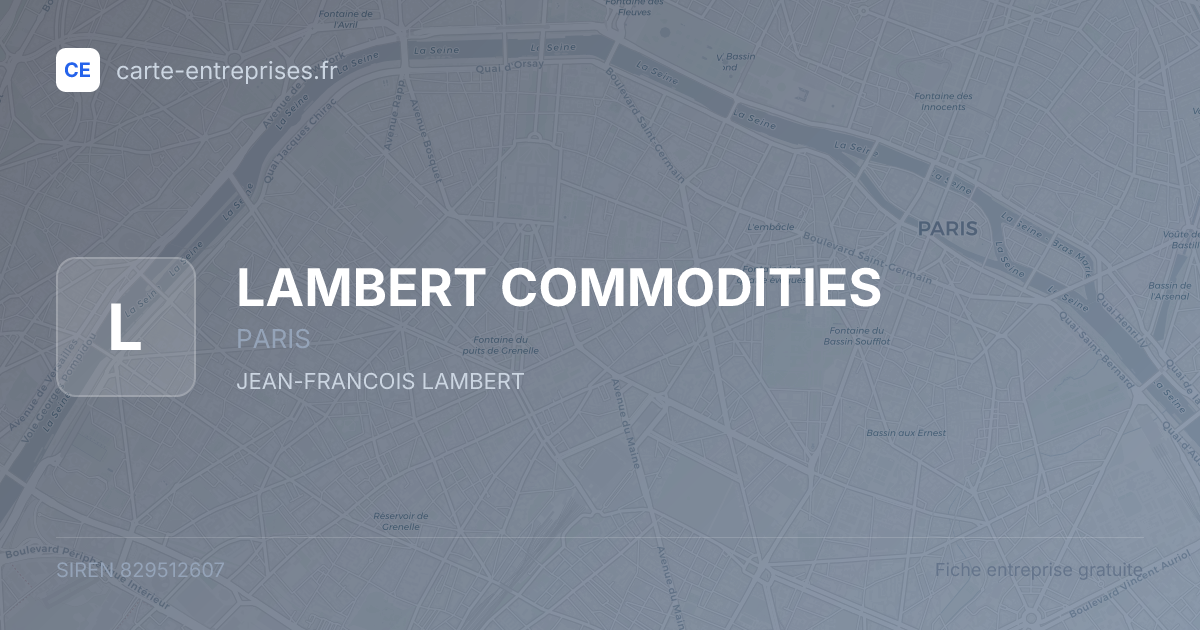 LAMBERT COMMODITIES — 829512607 — fiche entreprise