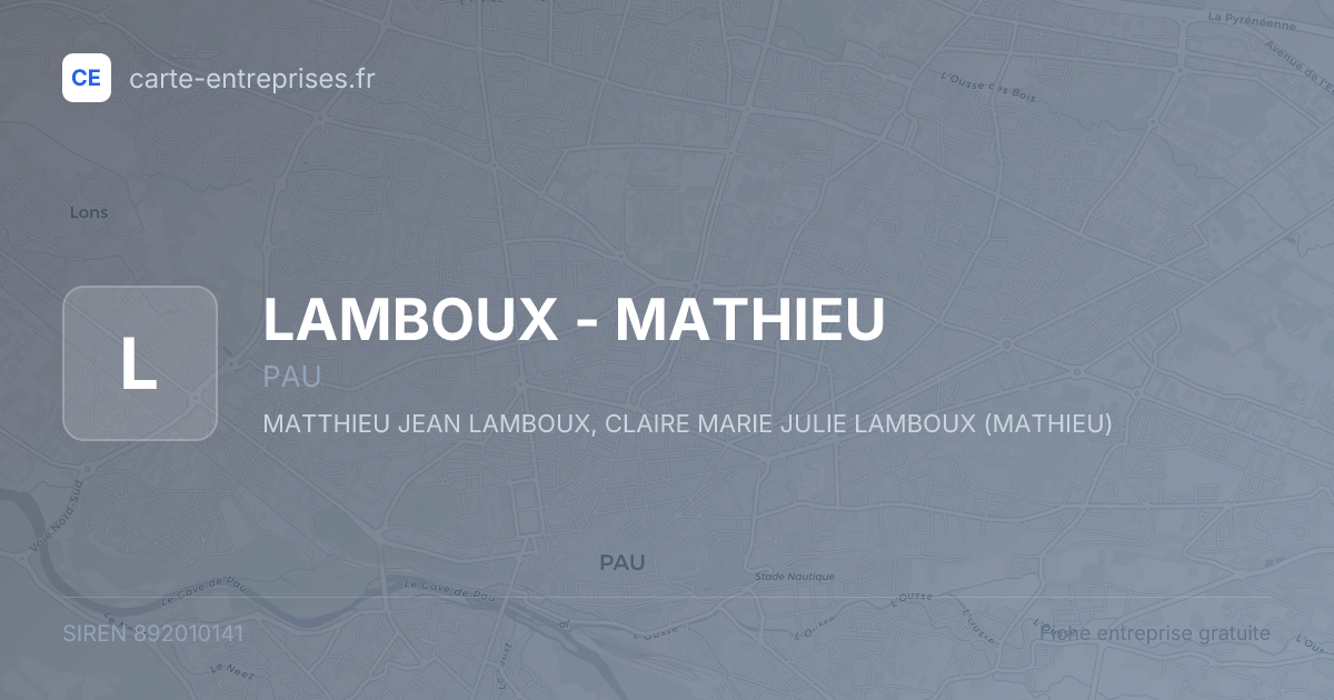 LAMBOUX - MATHIEU — 892010141 — fiche entreprise