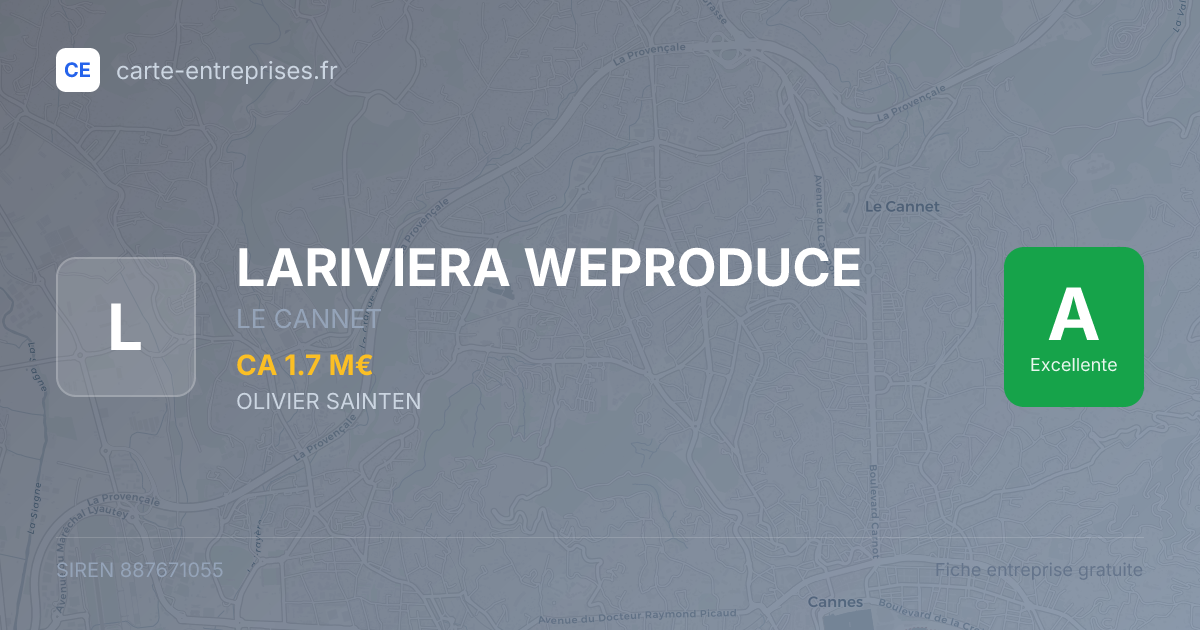 LARIVIERA WEPRODUCE — 887671055 — fiche entreprise