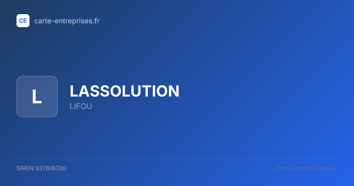 LASSOLUTION — 937618700 — fiche entreprise