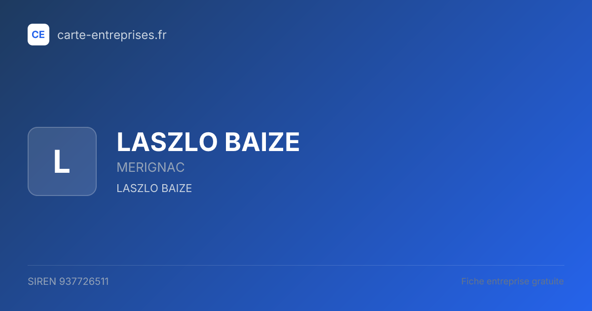 LASZLO BAIZE — 937726511 — fiche entreprise