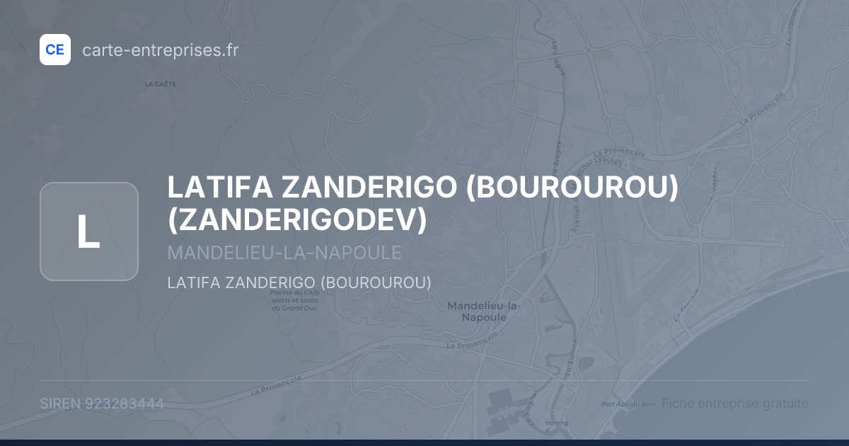 LATIFA ZANDERIGO (BOUROUROU) (ZANDERIGODEV) — 923283444 — fiche entreprise
