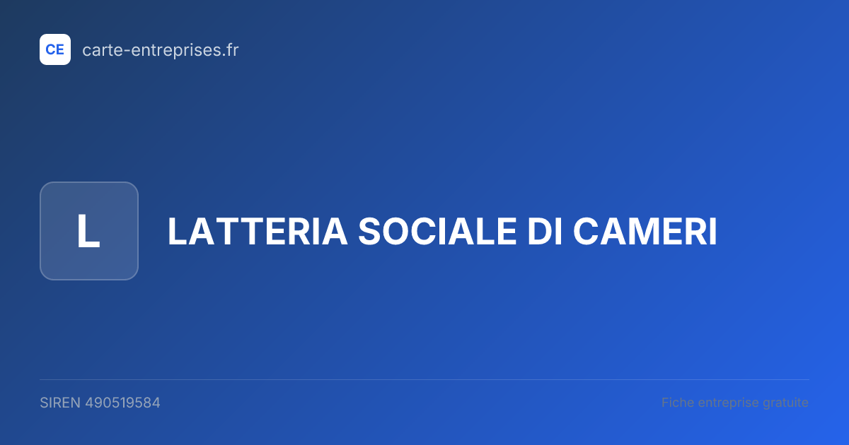 LATTERIA SOCIALE DI CAMERI — 490519584 — fiche entreprise