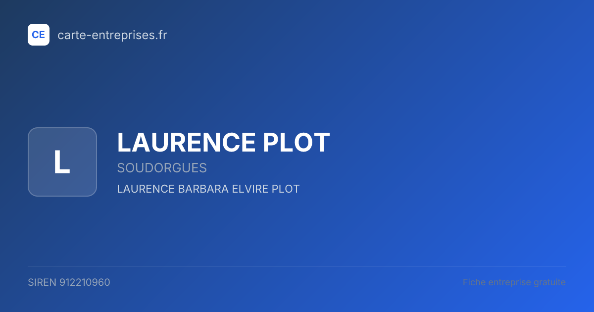 LAURENCE PLOT — 912210960 — fiche entreprise