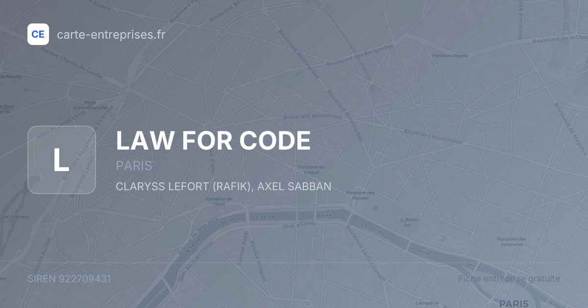 LAW FOR CODE — 922709431 — fiche entreprise