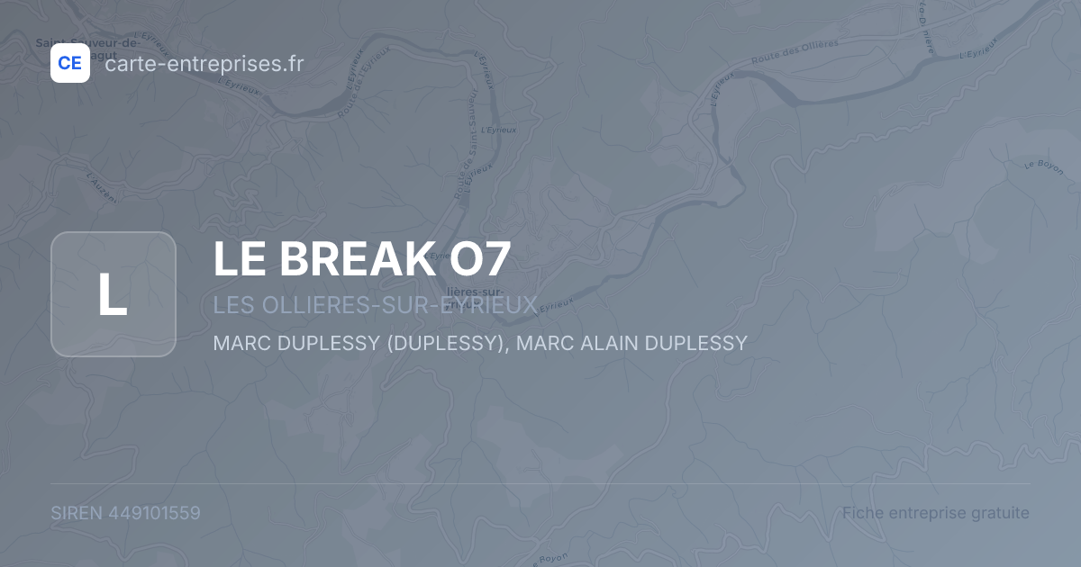 LE BREAK O7 — 449101559 — fiche entreprise