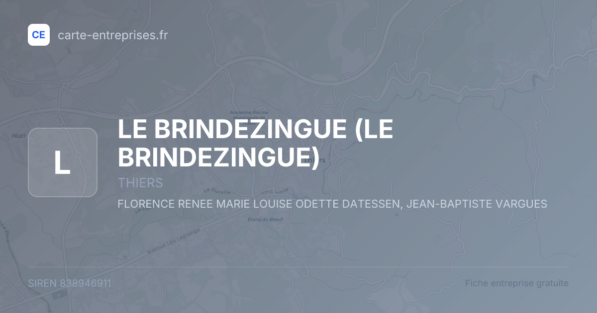 LE BRINDEZINGUE (LE BRINDEZINGUE) — 838946911 — fiche entreprise