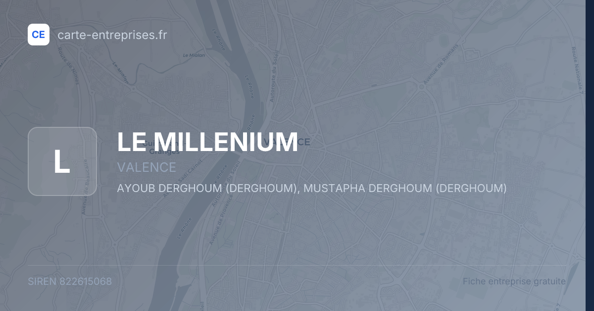 LE MILLENIUM — 822615068 — fiche entreprise