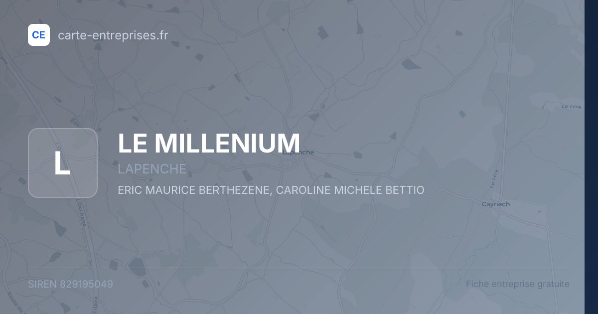 LE MILLENIUM — 829195049 — fiche entreprise