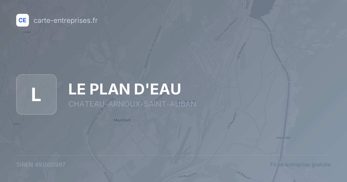 LE PLAN D'EAU — 491005997 — fiche entreprise
