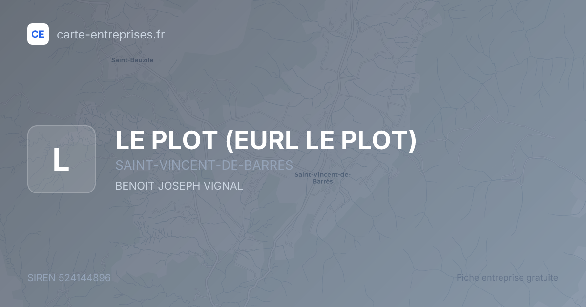 LE PLOT (EURL LE PLOT) — 524144896 — fiche entreprise