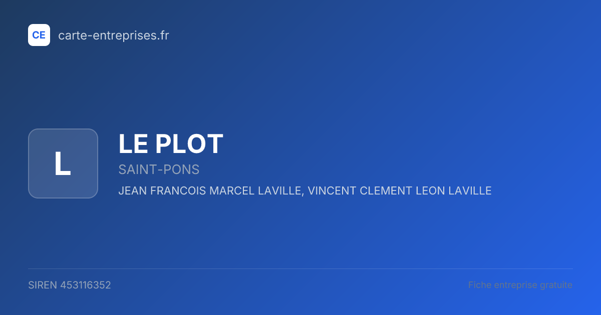 LE PLOT — 453116352 — fiche entreprise