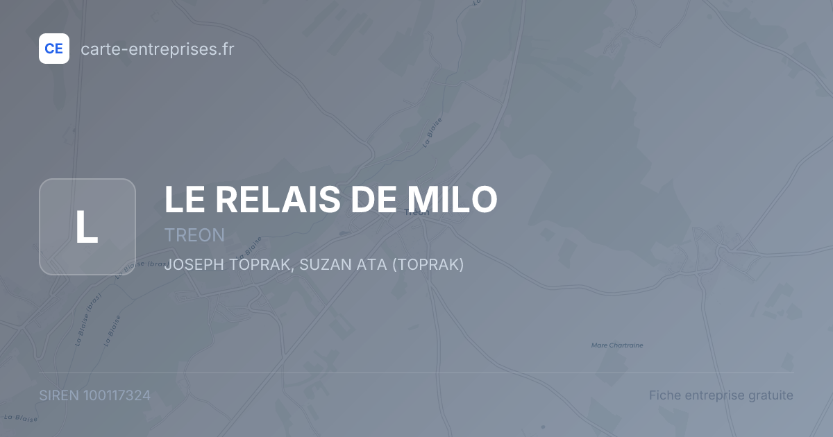 LE RELAIS DE MILO — 100117324 — fiche entreprise