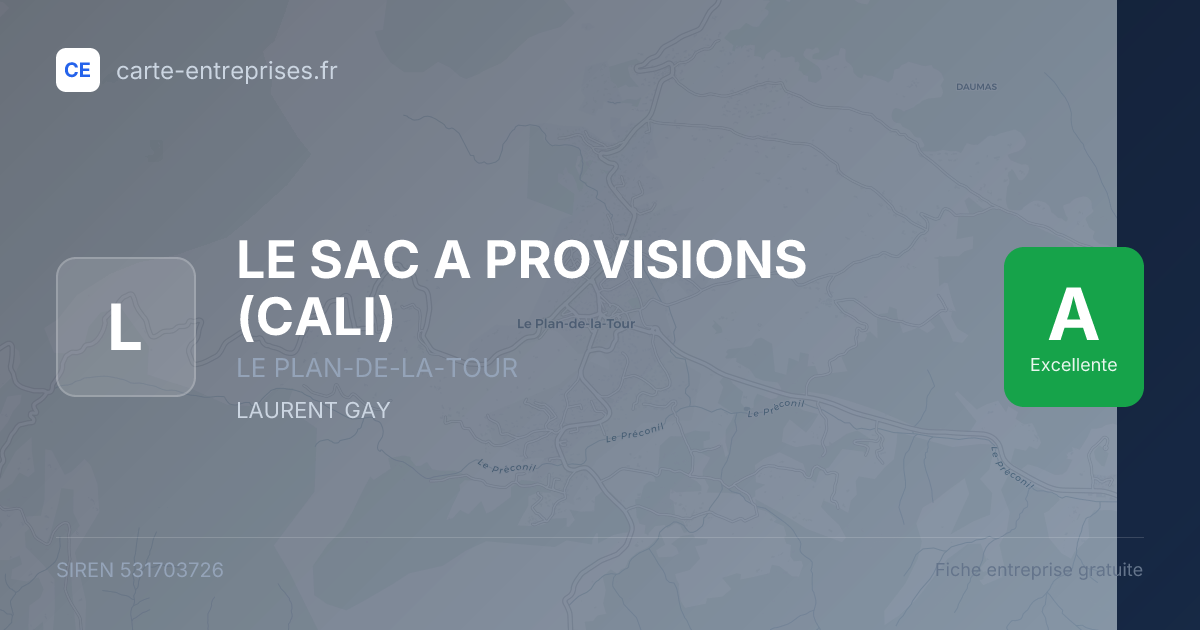LE SAC A PROVISIONS (CALI) — 531703726 — fiche entreprise