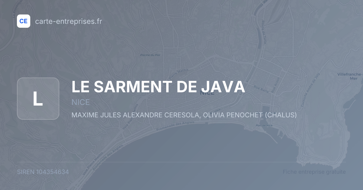 LE SARMENT DE JAVA — 104354634 — fiche entreprise