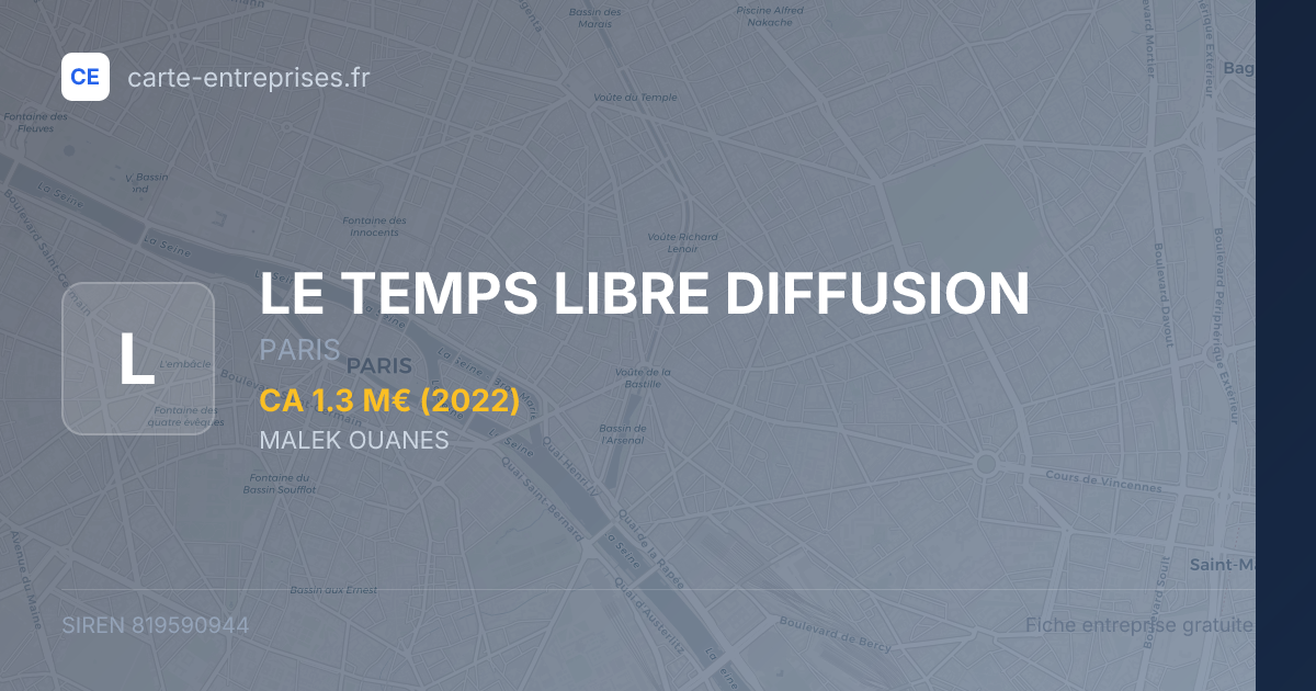 LE TEMPS LIBRE DIFFUSION — 819590944 — fiche entreprise