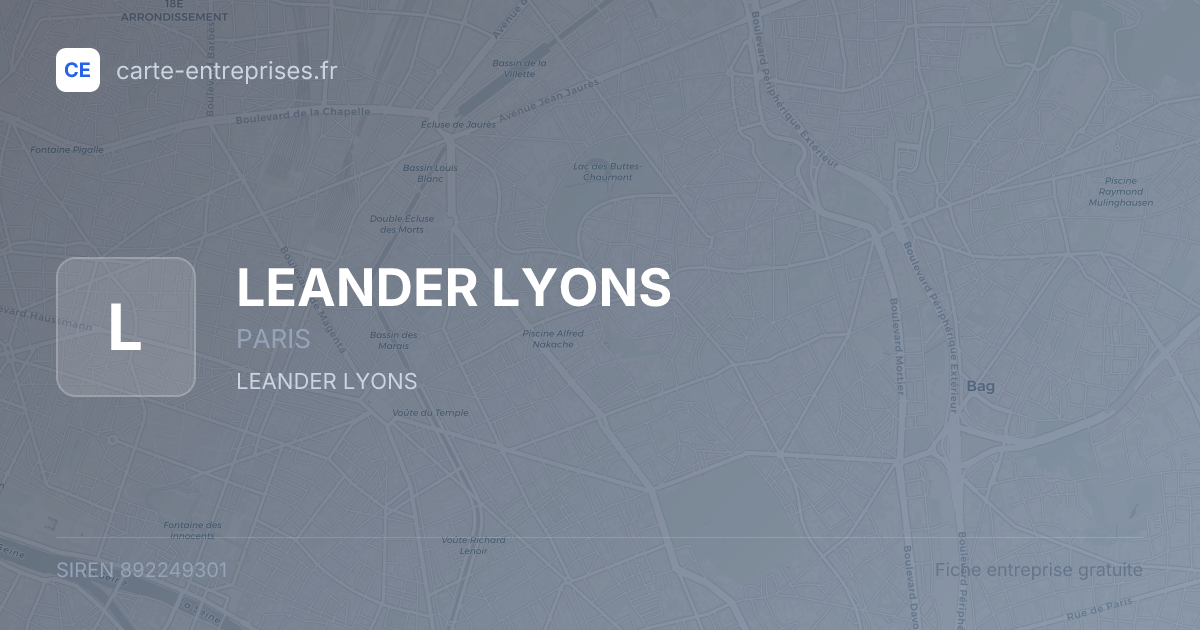 LEANDER LYONS — 892249301 — fiche entreprise