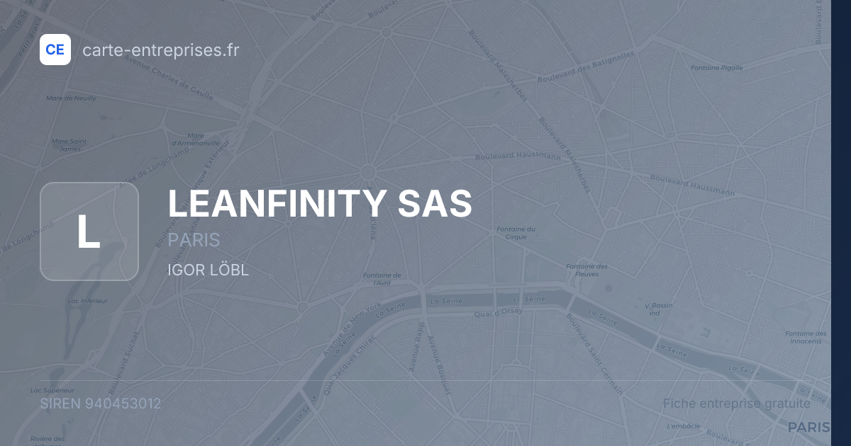 LEANFINITY SAS — 940453012 — fiche entreprise