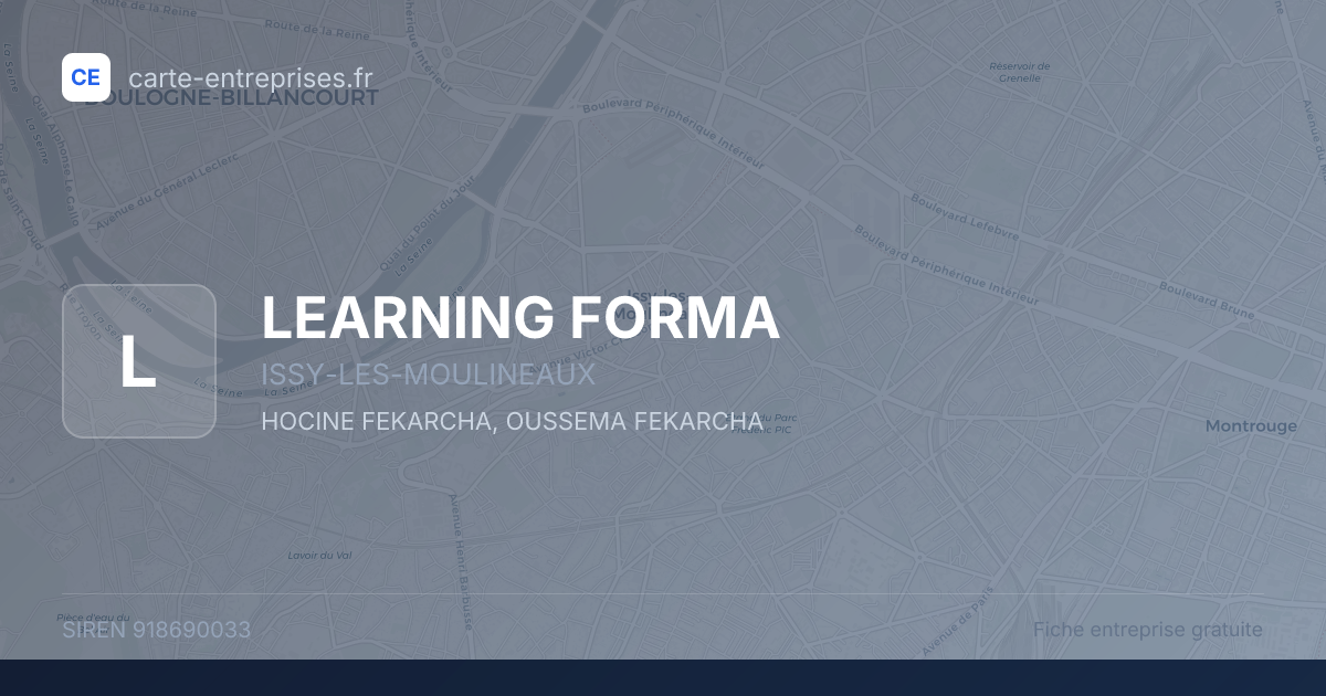 LEARNING FORMA — 918690033 — fiche entreprise