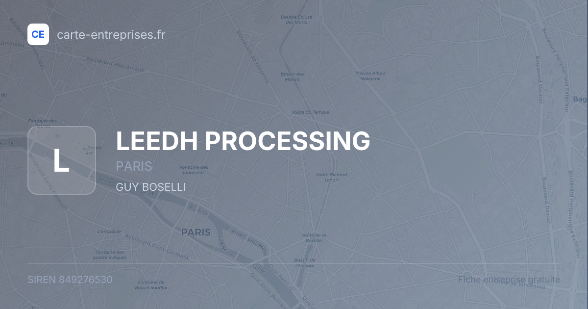 LEEDH PROCESSING — 849276530 — fiche entreprise