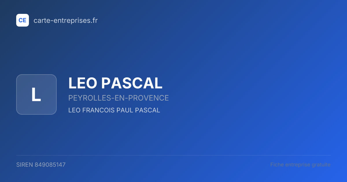 LEO PASCAL — 849085147 — fiche entreprise