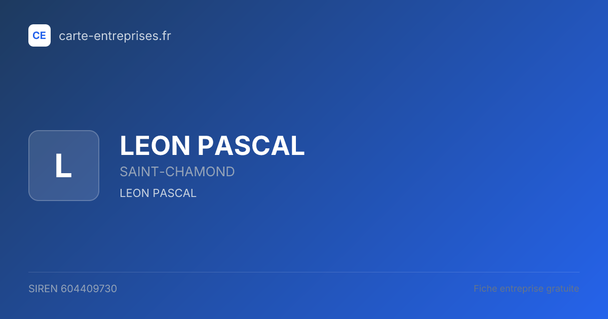 LEON PASCAL — 604409730 — fiche entreprise