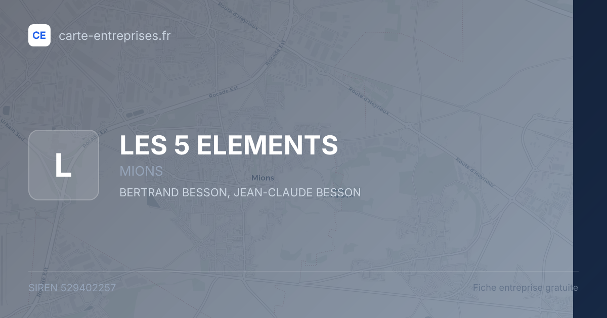 LES 5 ELEMENTS — 529402257 — fiche entreprise