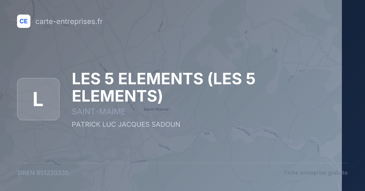 LES 5 ELEMENTS — 851220335 — fiche entreprise