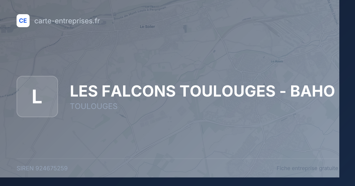 LES FALCONS TOULOUGES - BAHO — 924675259 — fiche entreprise