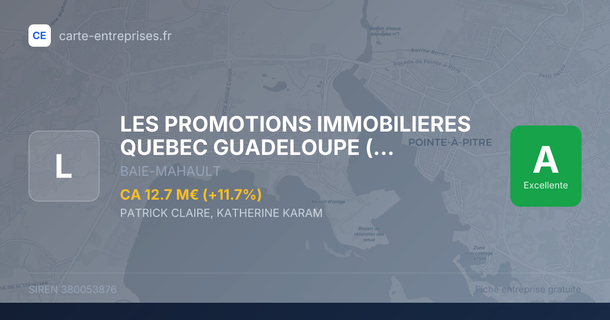 LES PROMOTIONS IMMOBILIERES QUEBEC GUADELOUPE (Q.G) — 380053876 — fiche entreprise