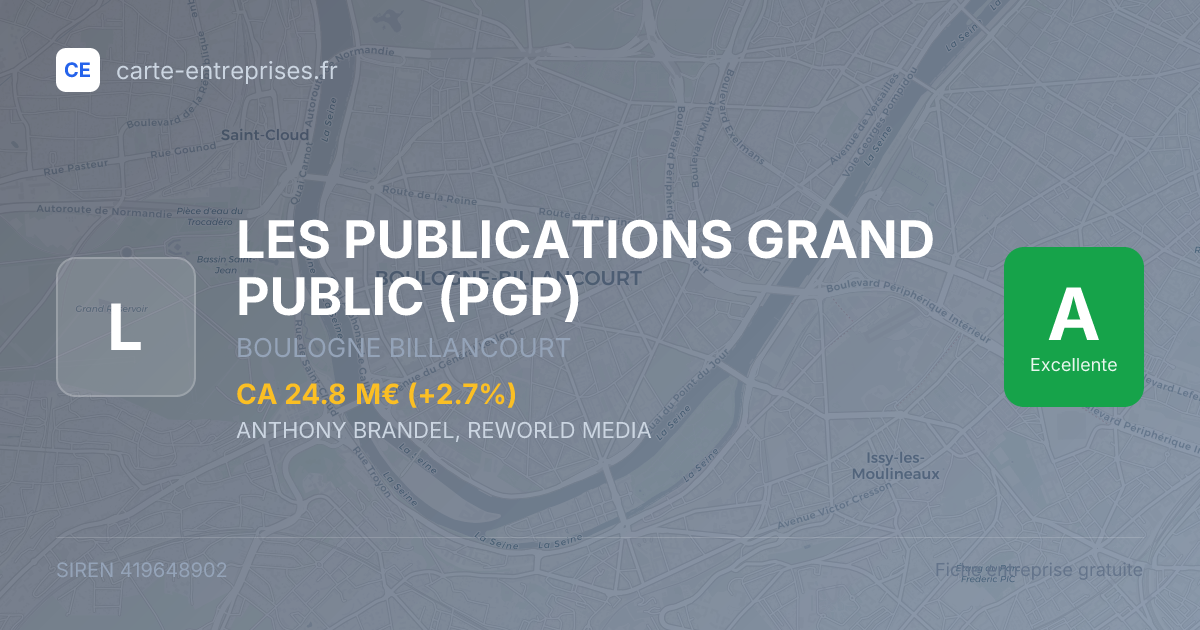 LES PUBLICATIONS GRAND PUBLIC (PGP) — 419648902 — fiche entreprise