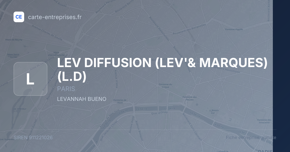 LEV DIFFUSION (LEV'& MARQUES) (L.D) — 911221026 — fiche entreprise