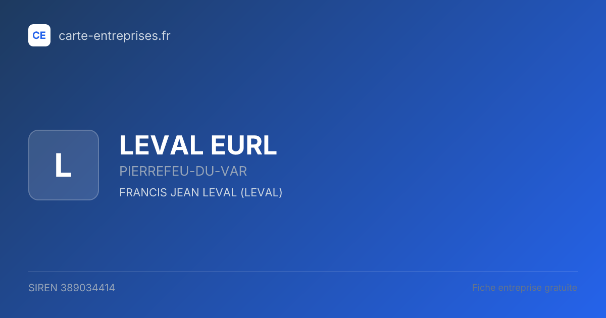LEVAL EURL — 389034414 — fiche entreprise