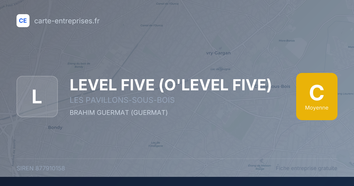 LEVEL FIVE (O'LEVEL FIVE) — 877910158 — fiche entreprise